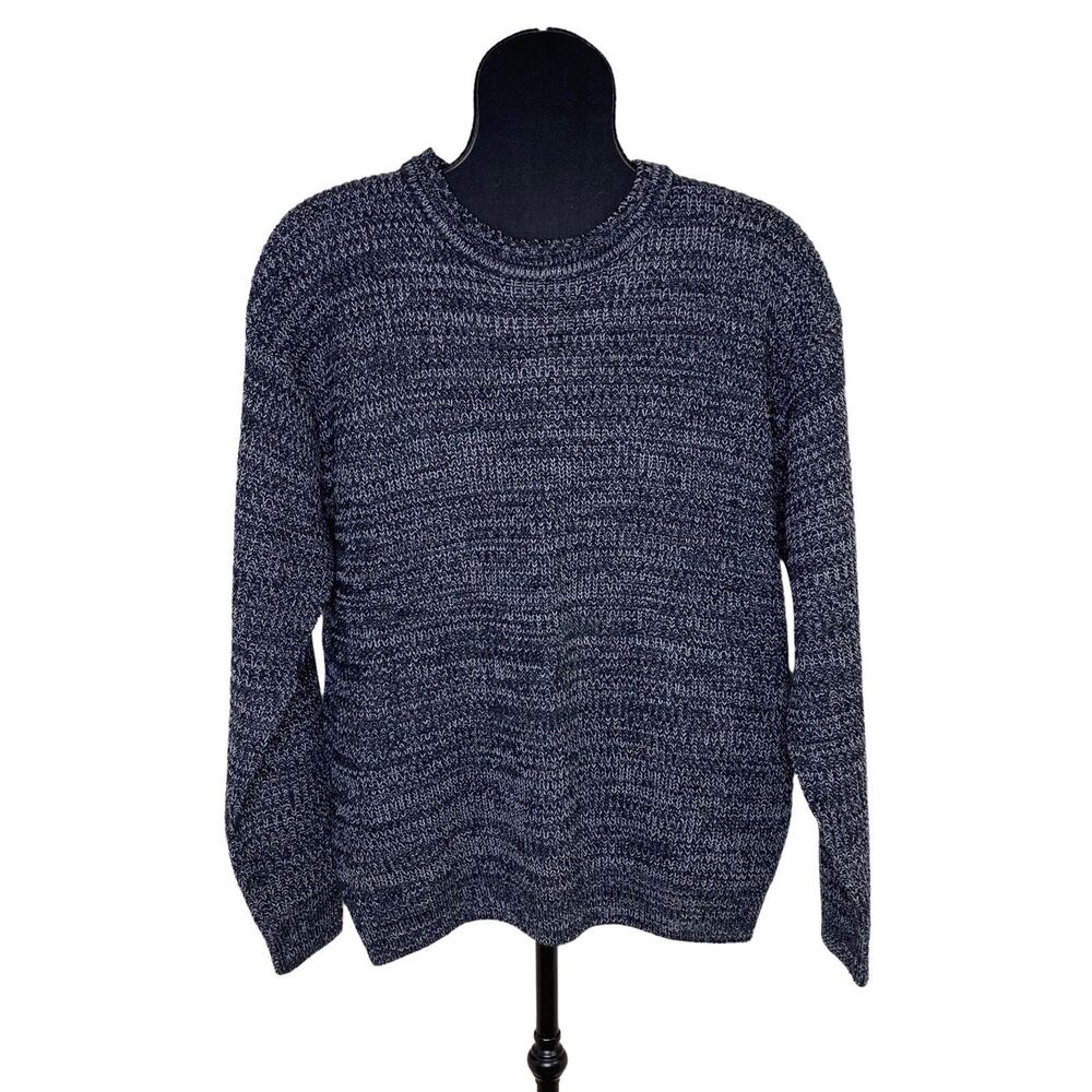 Munsingwear Knit Sweater Sz L Black White Crewneck 80s 90s Grandpa Dad Classic